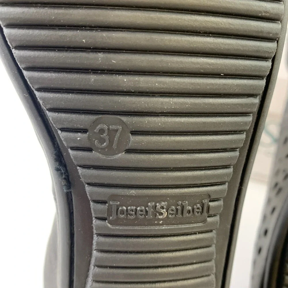 Josef Seibel Women Pippa 9 Ballet Flats Black Perforated Slip-On Shoes Sz 6.5/37